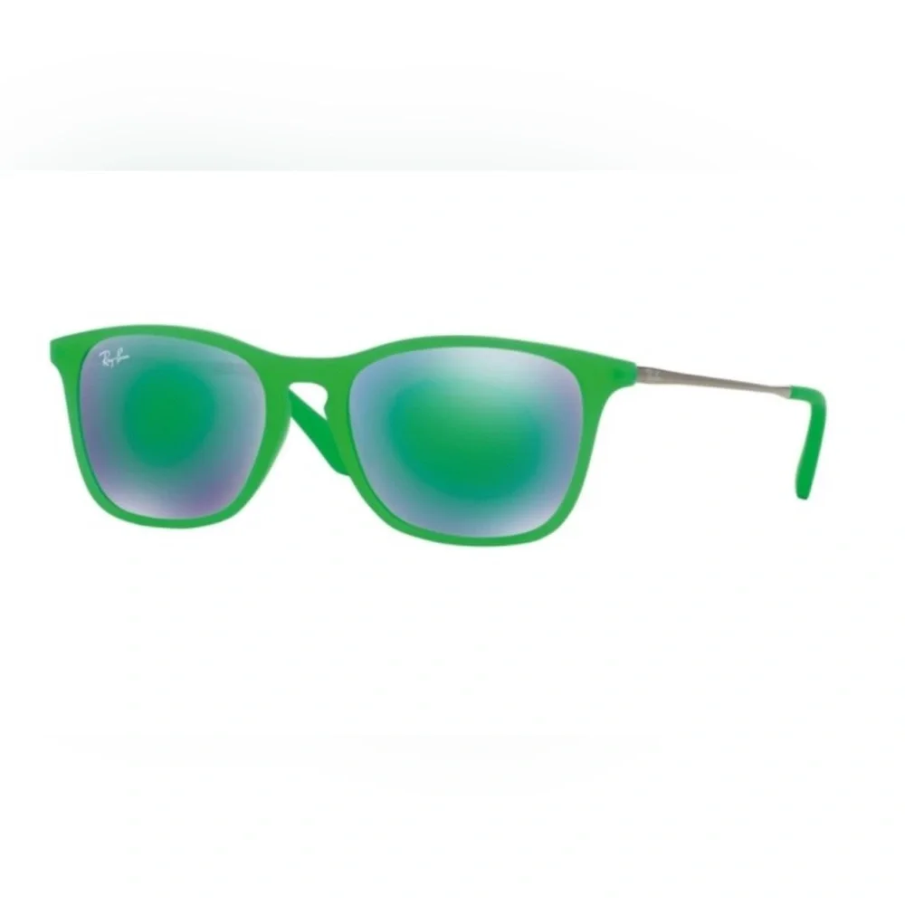 RAY-BAN KIDS Unisex Green Mirrored Lens Rubber Frame Sunglasses – (Retired)
